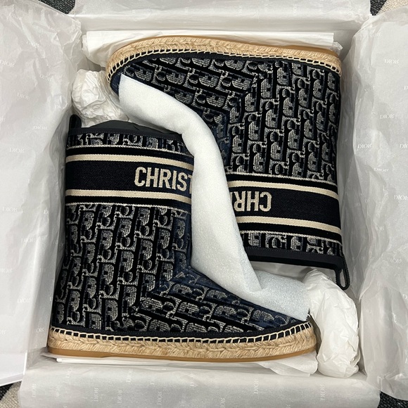 BNIB Christian Dior Granville Boots Deep Blue Oblique Velvet 39 - Picture 4 of 8